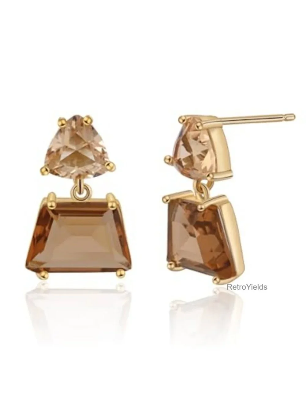 Hypoallergenic Brown Crystal Dangle Earrings for Women | Fashionable Amber
